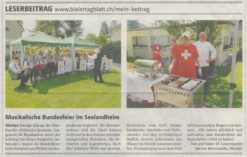 Bericht 1.Augustfeier-Seelandheim-Worben, Bieler Tagblatt, 